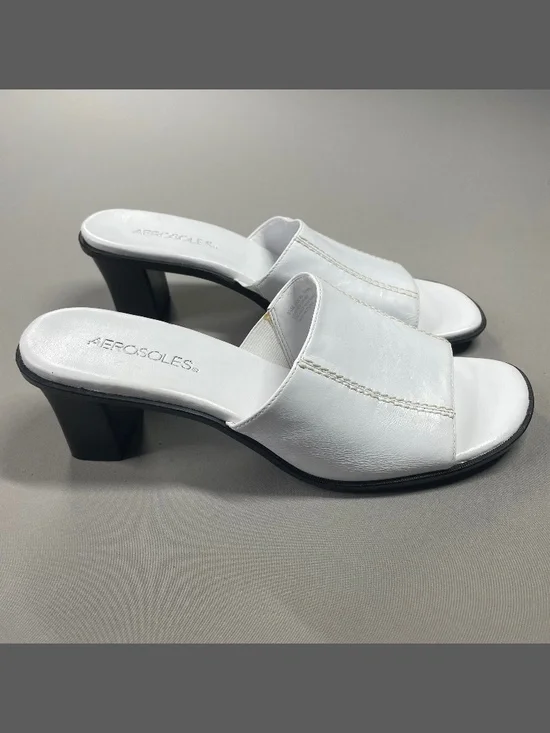 NEW Aerosoles Shoes Womens 9.5 white black leather local time heels cocktail - Picture 2 of 12